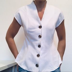 Anthropologie ett:twa white vest top with buttons